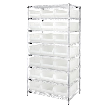Quantum Storage Systems Bin Shelving, Wire, 36X24, 21 Bins, Clear WR8-952CL
